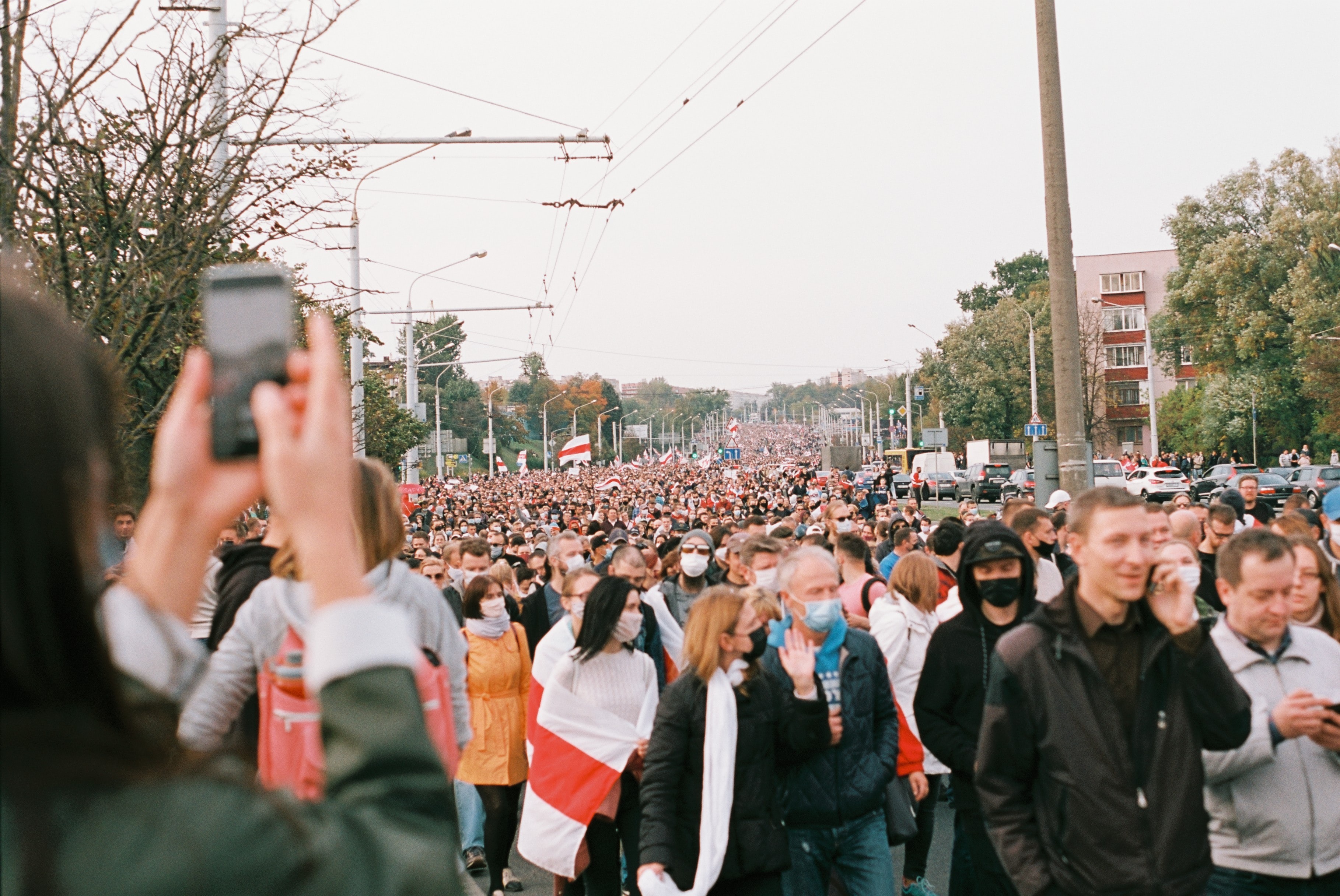 Image of political protestors in Belarus
